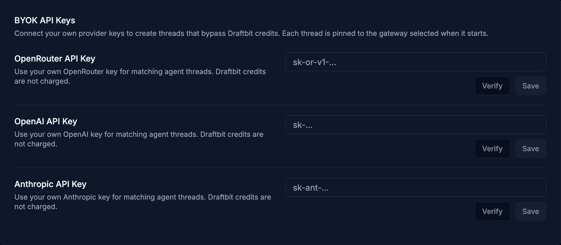 BYOK configuration