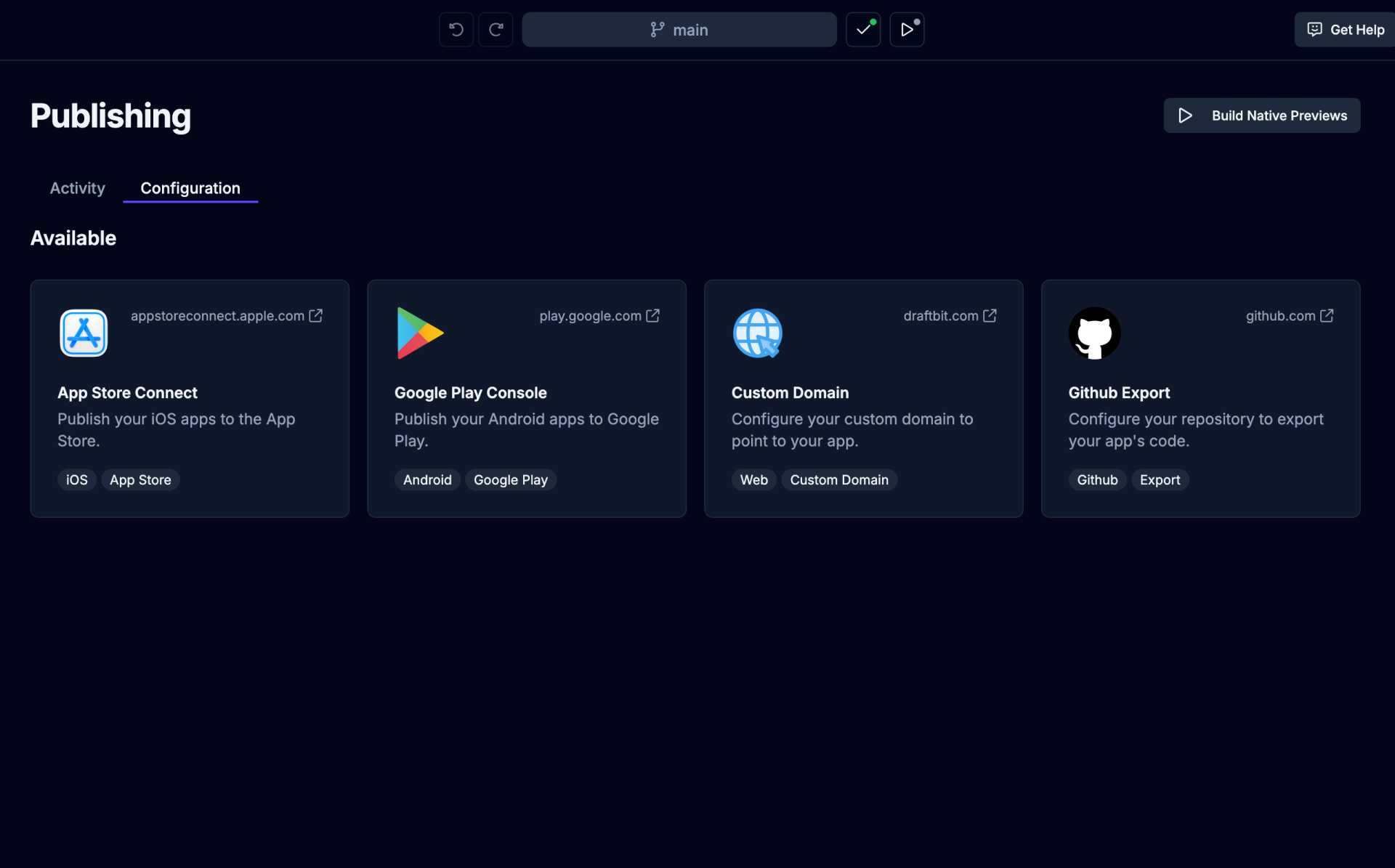 Publishing Configuration